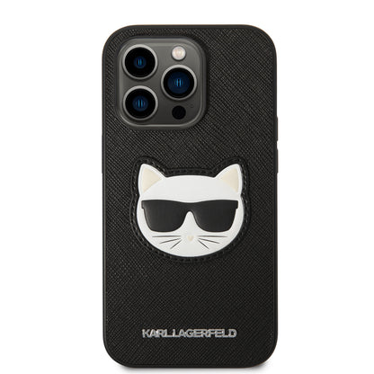 Étui pour Apple iPhone 14 Pro Max, Karl Lagerfeld, Saffiano Choupette's Head, Noir