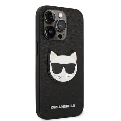 Étui pour Apple iPhone 14 Pro Max, Karl Lagerfeld, Saffiano Choupette's Head, Noir