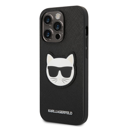 Étui pour Apple iPhone 14 Pro Max, Karl Lagerfeld, Saffiano Choupette's Head, Noir