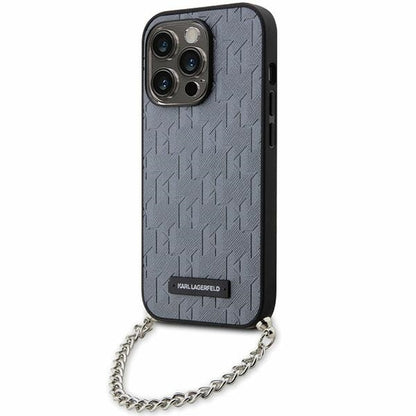 Étui pour Apple iPhone 14 Pro Max, Karl Lagerfeld, Saffiano Monogram Chain, Argenté