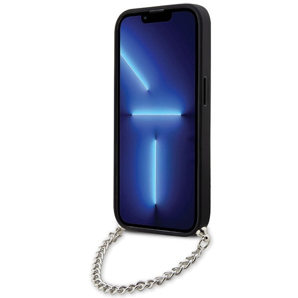 Étui pour Apple iPhone 14 Pro Max, Karl Lagerfeld, Saffiano Monogram Chain, Argenté