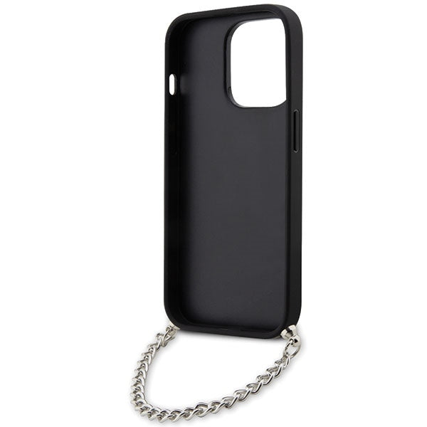 Étui pour Apple iPhone 14 Pro Max, Karl Lagerfeld, Saffiano Monogram Chain, Argenté
