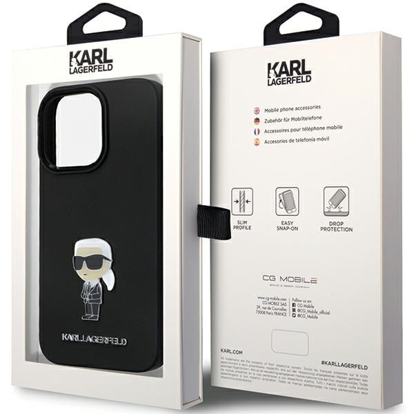 Case for Apple iPhone 14 Pro Max, Karl Lagerfeld, Silicone Ikonik Karl Metal, Black