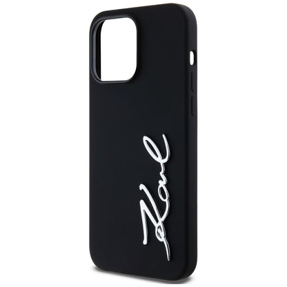 Étui pour Apple iPhone 14 Pro Max, Karl Lagerfeld, Silicone Script, Noir