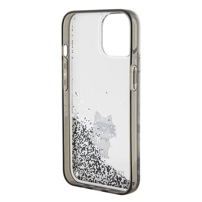Housse pour Apple iPhone 15 / 14 / 13, Karl Lagerfeld, Liquid Glitter Choupette, Transparente