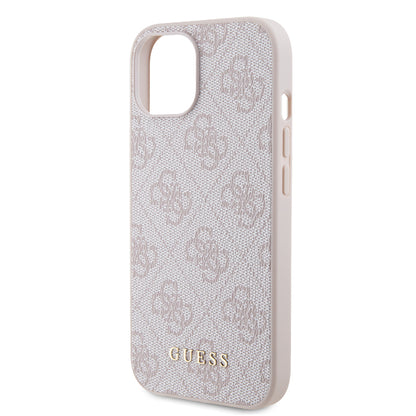 Étui pour Apple iPhone 15, Guess, Logo Or Métal 4G, Rose