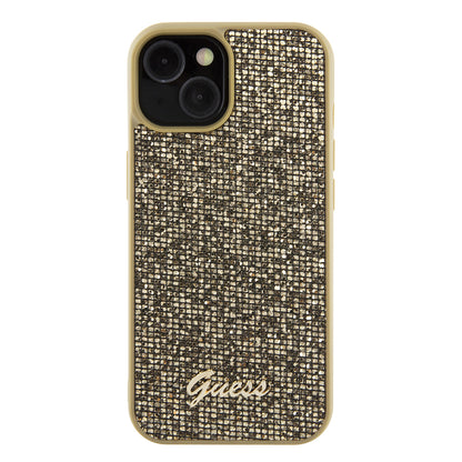 Étui pour Apple iPhone 15, Guess, Disco Metal Script, Doré