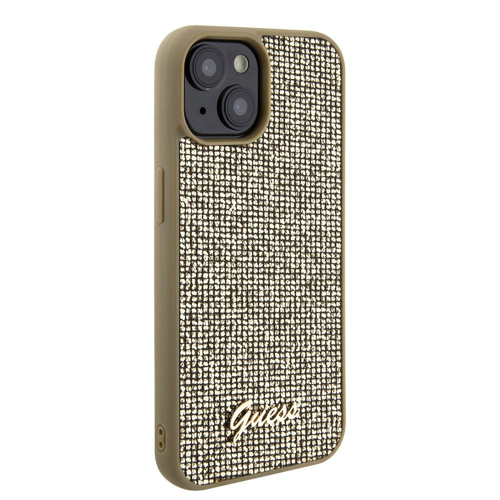 Étui pour Apple iPhone 15, Guess, Disco Metal Script, Doré