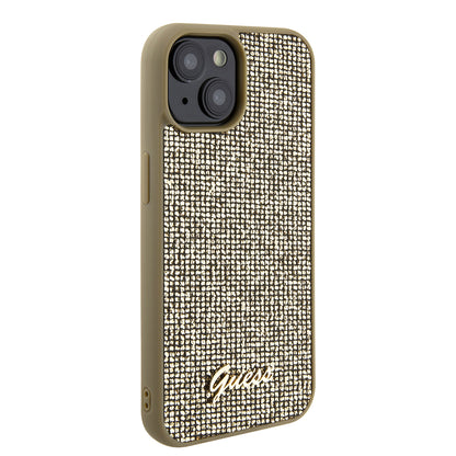 Étui pour Apple iPhone 15, Guess, Disco Metal Script, Doré