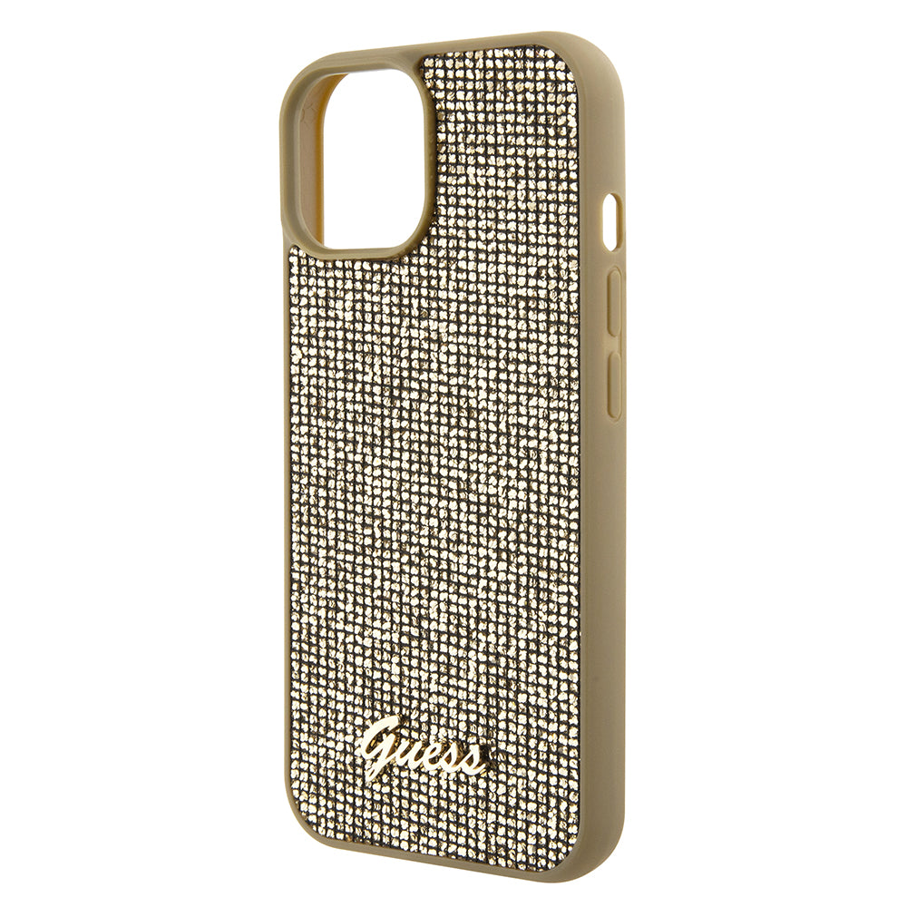 Étui pour Apple iPhone 15, Guess, Disco Metal Script, Doré