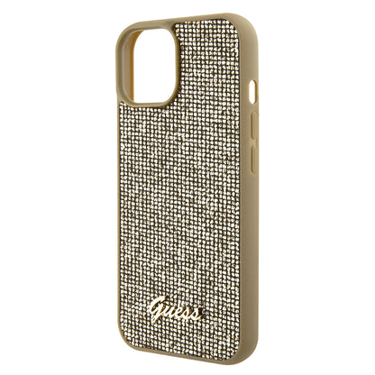 Étui pour Apple iPhone 15, Guess, Disco Metal Script, Doré