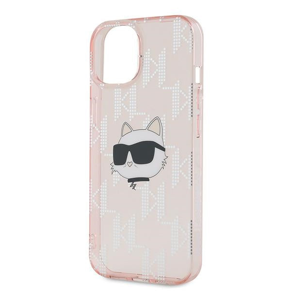 Étui pour Apple iPhone 15, Karl Lagerfeld, IML Luxury Monogram Choupette's Head, Rose