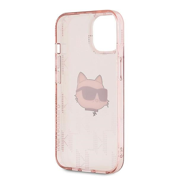 Étui pour Apple iPhone 15, Karl Lagerfeld, IML Luxury Monogram Choupette's Head, Rose