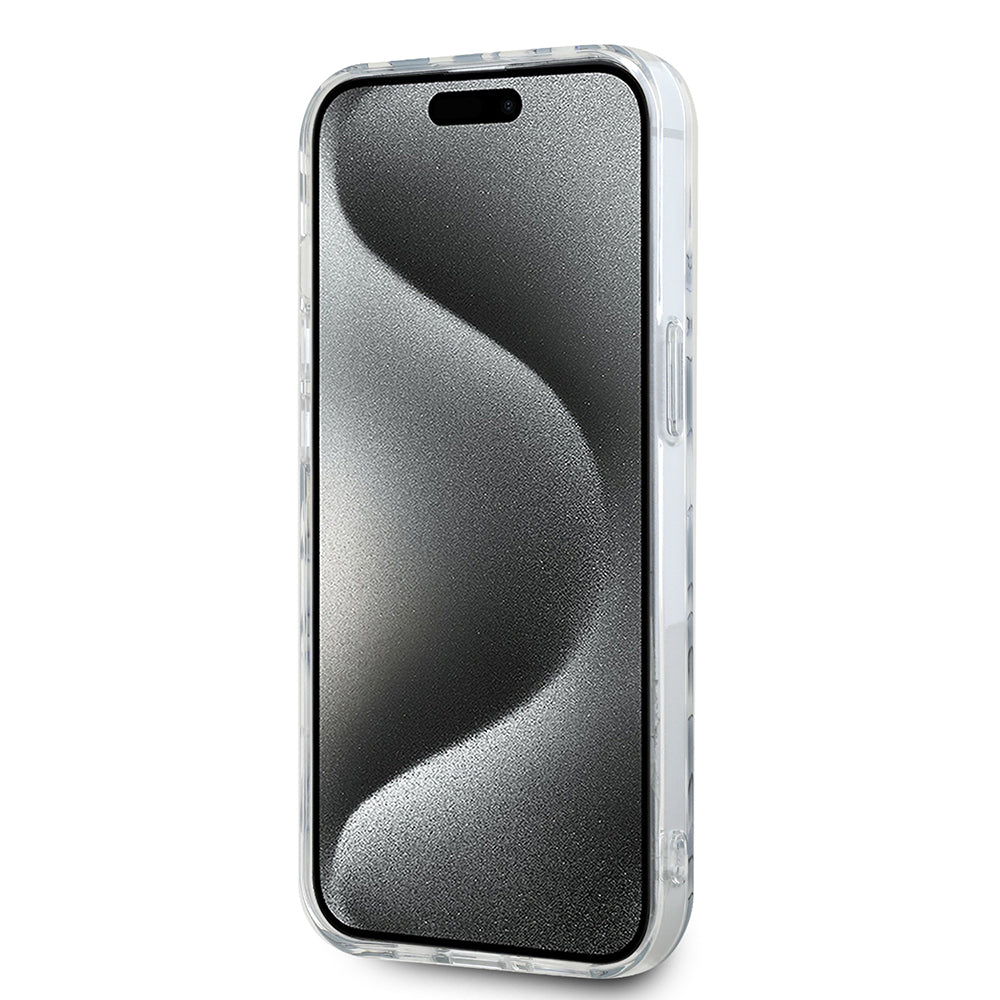 Étui pour Apple iPhone 15, Karl Lagerfeld, motif zèbre de luxe IML avec sangle, Noir