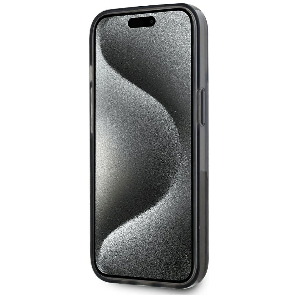 Étui pour Apple iPhone 15, Karl Lagerfeld, Monogramme à Paillettes Liquides, Noir