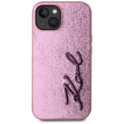 Étui pour Apple iPhone 15, Karl Lagerfeld, Metal Signature, Rose