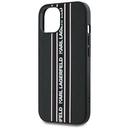 Étui pour Apple iPhone 15, Karl Lagerfeld, Saffiano Athleisure Stripes avec sangle, Rose