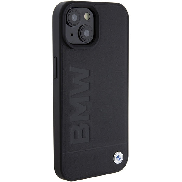 Coque pour Apple iPhone 15 Plus, BMW, estampage à chaud naturel, noire