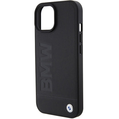 Coque pour Apple iPhone 15 Plus, BMW, estampage à chaud naturel, noire