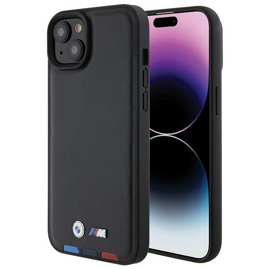Étui pour Apple iPhone 15 Plus, BMW, Stamp Tricolore, Noir