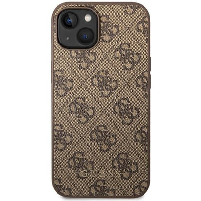 Étui pour Apple iPhone 15 Plus, Guess, Logo Métal Or 4G, Marron