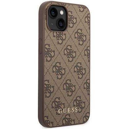 Étui pour Apple iPhone 15 Plus, Guess, Logo Métal Or 4G, Marron