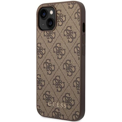 Étui pour Apple iPhone 15 Plus, Guess, Logo Métal Or 4G, Marron