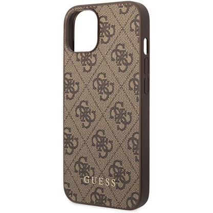 Étui pour Apple iPhone 15 Plus, Guess, Logo Métal Or 4G, Marron