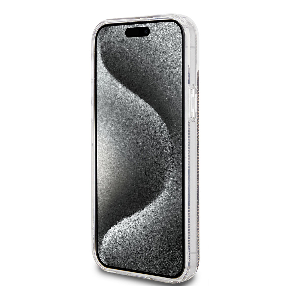 Étui pour Apple iPhone 15 Plus, Guess, IML 4G Gold Stripe, Marron