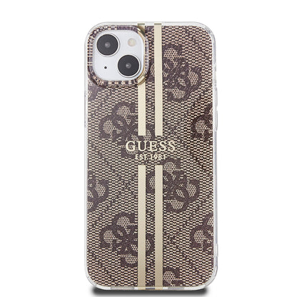 Étui pour Apple iPhone 15 Plus, Guess, IML 4G Gold Stripe, Marron