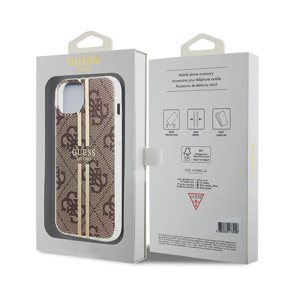 Étui pour Apple iPhone 15 Plus, Guess, IML 4G Gold Stripe, Marron