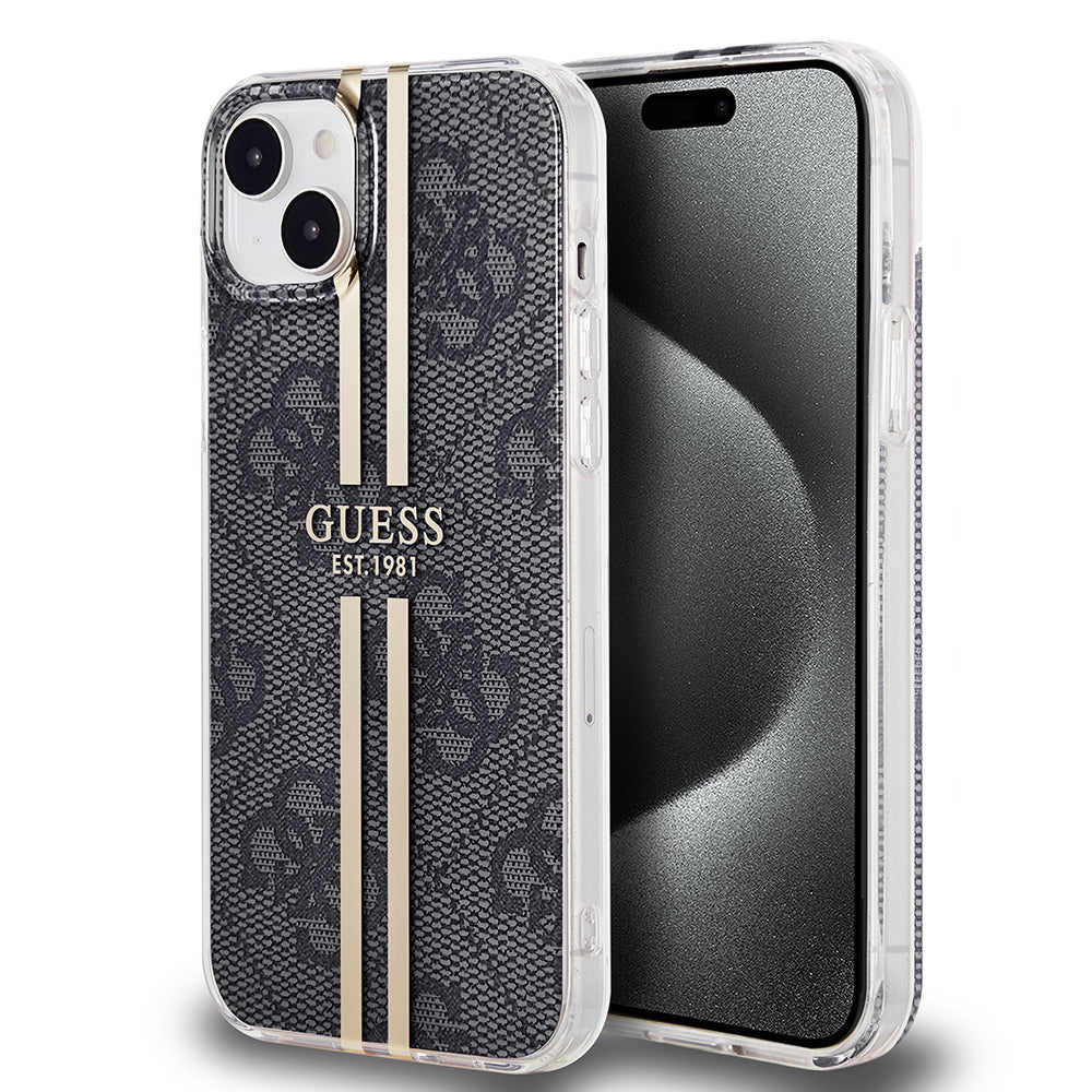 Étui pour Apple iPhone 15 Plus, Guess, IML 4G Gold Stripe, Noir
