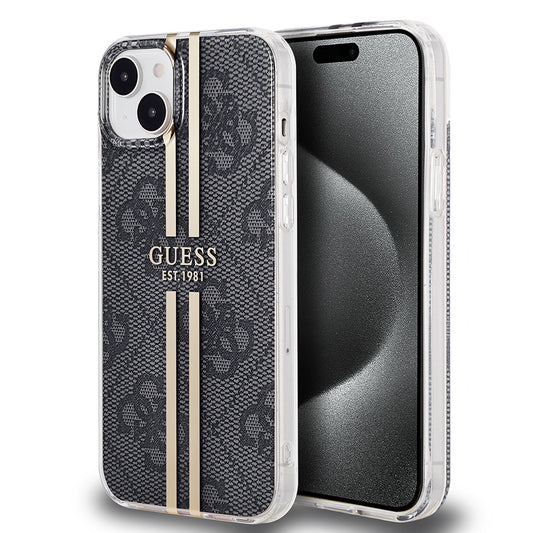 Étui pour Apple iPhone 15 Plus, Guess, IML 4G Gold Stripe, Noir