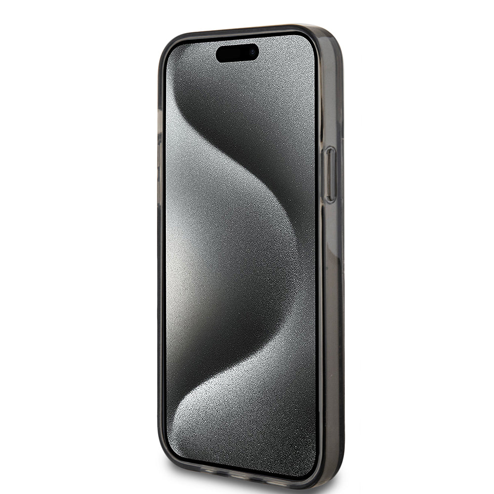 Étui pour Apple iPhone 15 Plus, Guess, Liquid Glitter Gold Stripes, Noir