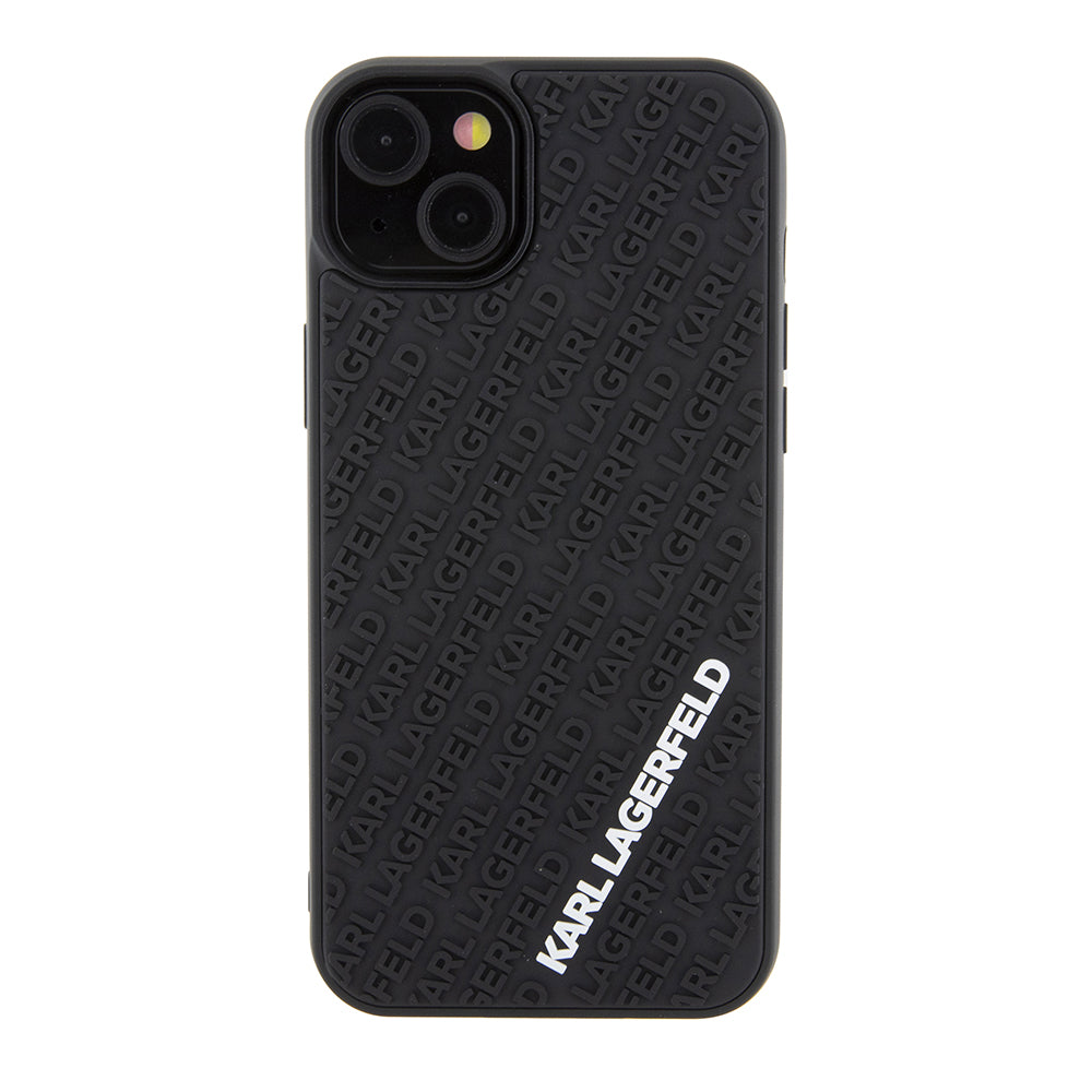 Étui pour Apple iPhone 15 Plus, Karl Lagerfeld, 3D Rubber Multi Logo, Noir