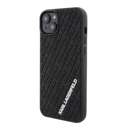 Étui pour Apple iPhone 15 Plus, Karl Lagerfeld, 3D Rubber Multi Logo, Noir