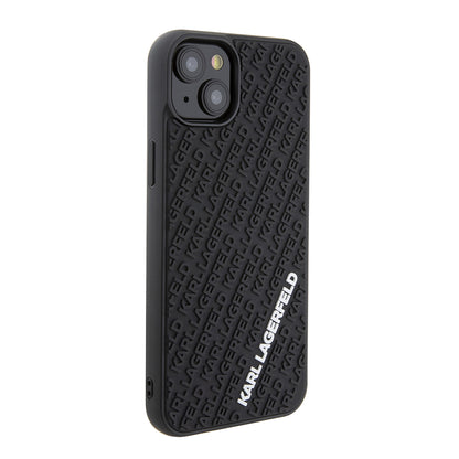 Étui pour Apple iPhone 15 Plus, Karl Lagerfeld, 3D Rubber Multi Logo, Noir
