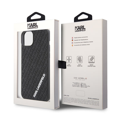 Étui pour Apple iPhone 15 Plus, Karl Lagerfeld, 3D Rubber Multi Logo, Noir