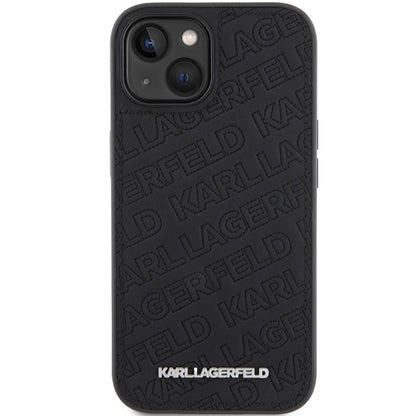 Étui pour Apple iPhone 15 Plus, Karl Lagerfeld, motif matelassé diagonal K, Noir