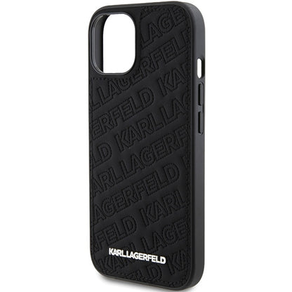 Étui pour Apple iPhone 15 Plus, Karl Lagerfeld, motif matelassé diagonal K, Noir