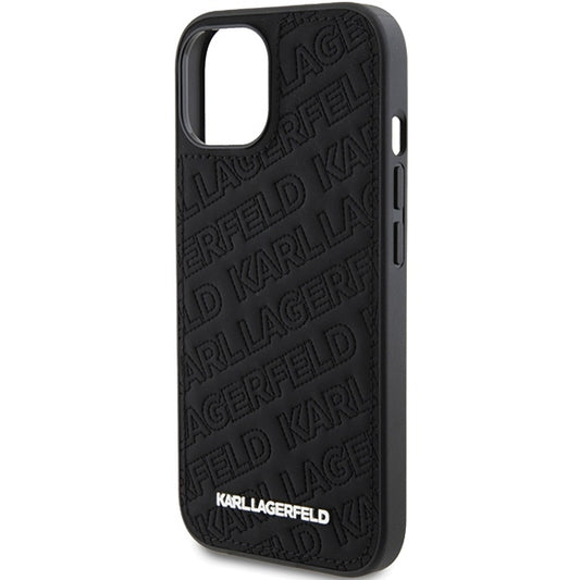 Étui pour Apple iPhone 15 Plus, Karl Lagerfeld, motif matelassé diagonal K, Noir