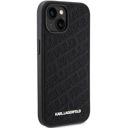 Étui pour Apple iPhone 15 Plus, Karl Lagerfeld, motif matelassé diagonal K, Noir