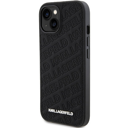 Étui pour Apple iPhone 15 Plus, Karl Lagerfeld, motif matelassé diagonal K, Noir
