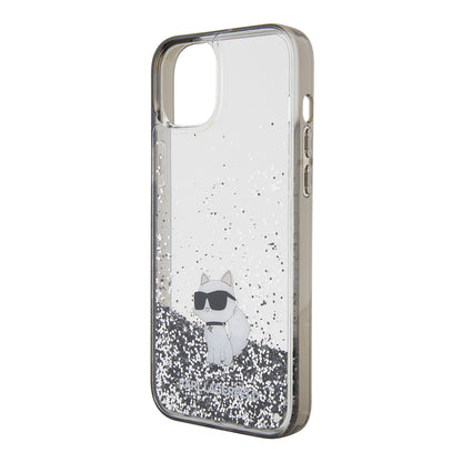 Case for Apple iPhone 15 Plus, Karl Lagerfeld, Liquid Glitter Choupette, Transparent