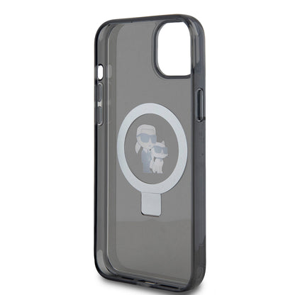 Étui pour Apple iPhone 15 Plus, Karl Lagerfeld, Ringstand Karl & Choupette, Noir