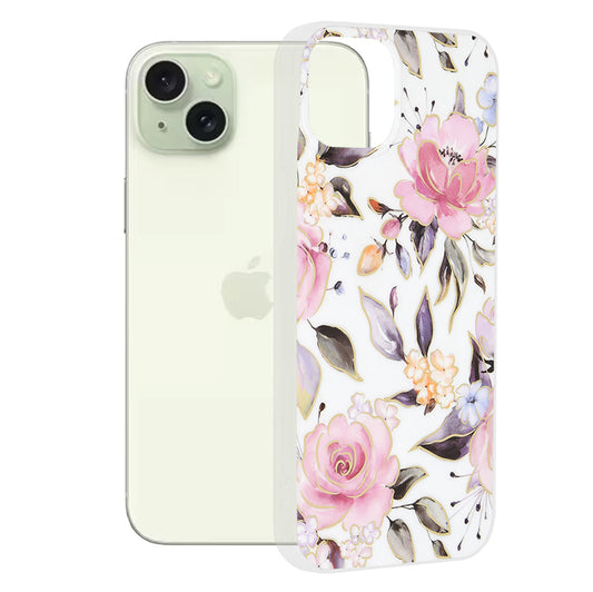 Coque pour Apple iPhone 15 Plus, Techsuit, Marble, Blanche