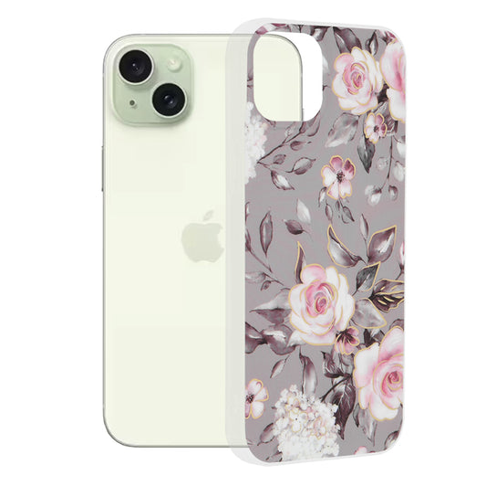Coque pour Apple iPhone 15 Plus, Techsuit, Marble, Gris