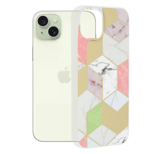 Coque pour Apple iPhone 15 Plus, Techsuit, Marble, Violet