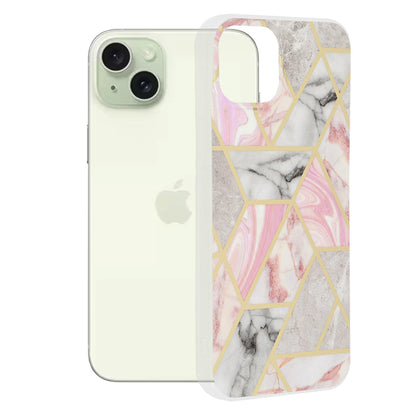 Coque pour Apple iPhone 15 Plus, Techsuit, Marble, Rose