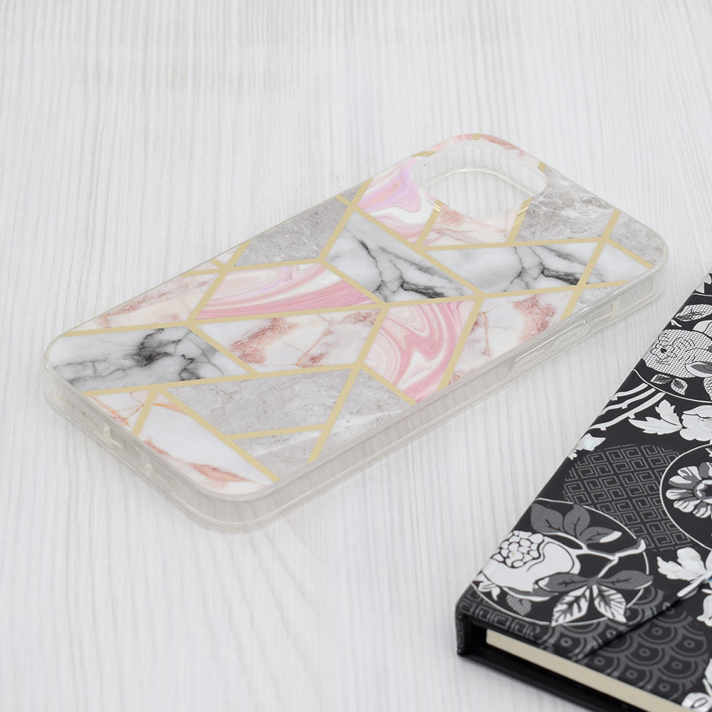Coque pour Apple iPhone 15 Plus, Techsuit, Marble, Rose